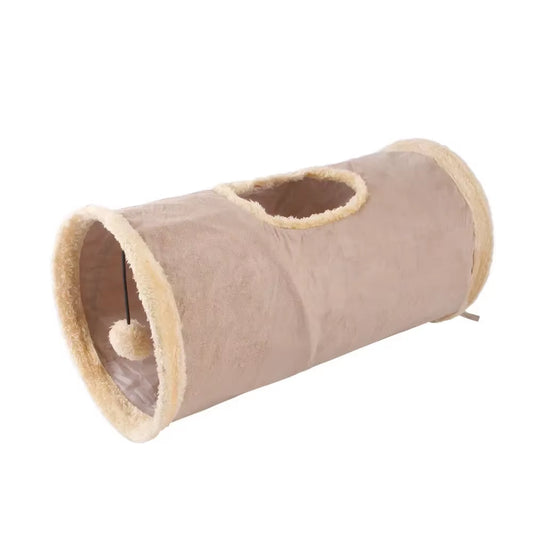 Collapsible Cat Tunnel Kitten Play Tube for Large Cats Dogs Bunnies with Ball Fun Cat Toys 2 Suede Peep Hole Pet Toys WF