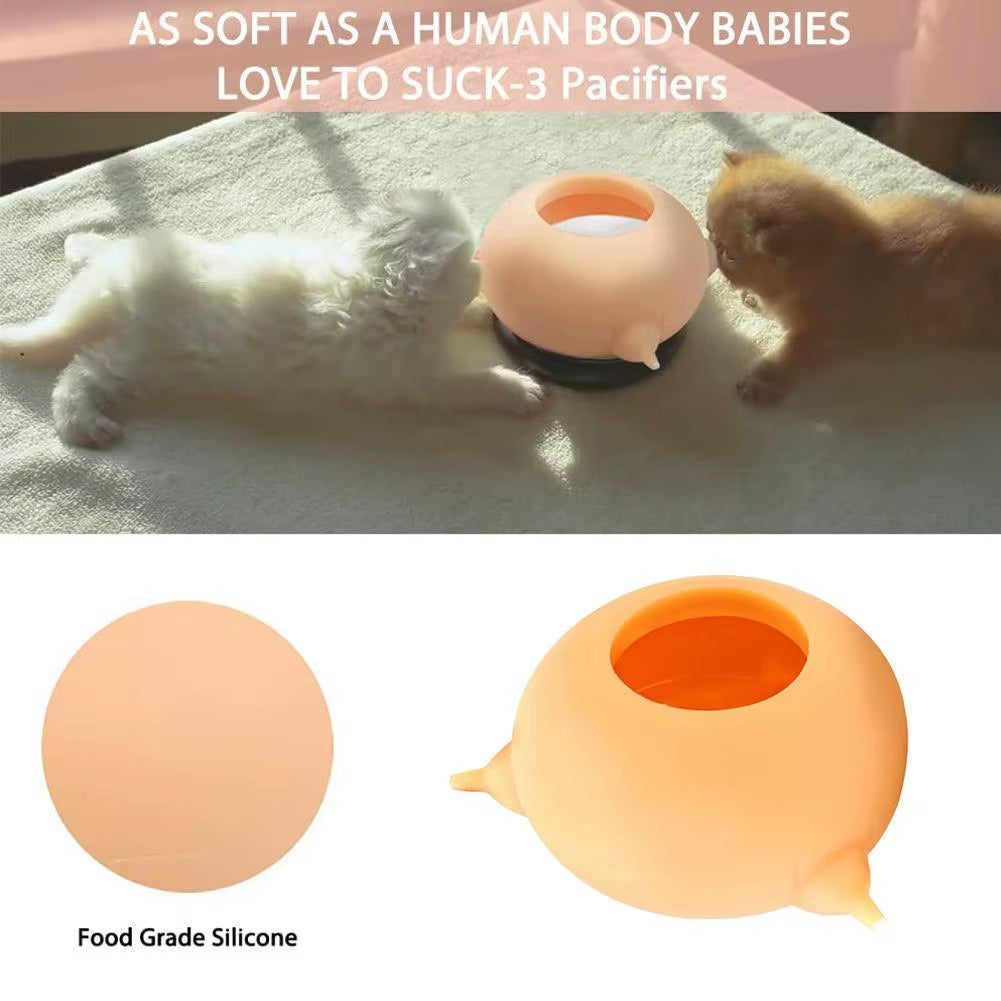 150ML Bubble Milk Bowl Silicone Drop-Proof 3 Teats Simulation Nipples Pet Feeder Kittle Puppy Nursing Drink Food Dispens